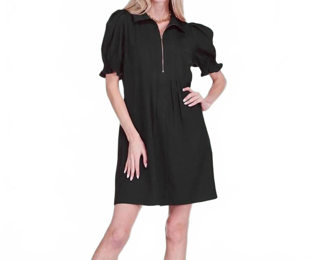 NEW JADE chic zip up mini dress in black